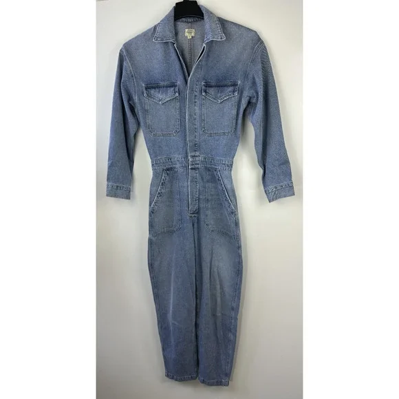 Citizens of Humanity Distressed Marta Denim Jumpsuit Blue Jean Coveralls Small - Picture 2 of 16
